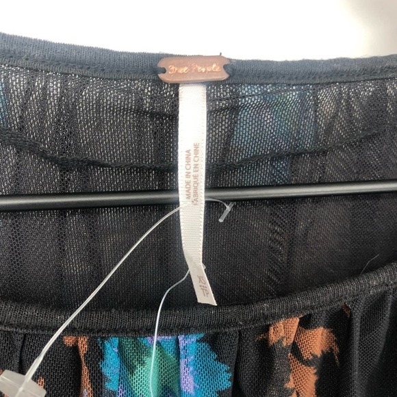 FREE PEOPLE Wildflower Honey Peasant Mesh Blouse Black Combo Size XS NEW - Picture 15 of 16